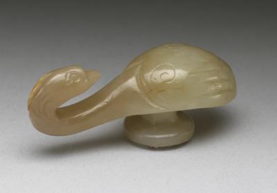 图片[2]-Green jade belt hook with goose’s head, Yuan to Ming dynasties, 1271-1644 C.E.-China Archive